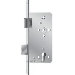 KFV Einstemmschloss (nach DIN) 154 1/2 PZW, altsilberfarbig - Dornmaß 80 mm ; DIN rechts ; Stulp 280 x 20 x 3 mm