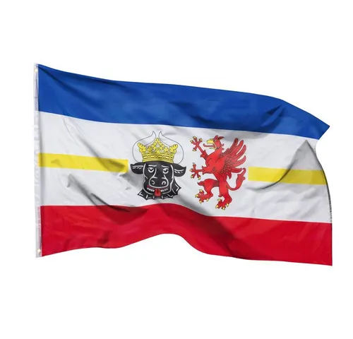 PHENO FLAGS Flagge Mecklenburg Vorpommern Flagge 90 x 150 cm Mecklenburgische Fahne (Hissflagge für Fahnenmast), Inkl. 2 Messing Ösen