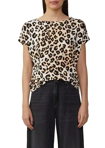 Viskosemix-T-Shirt im Relaxed Fit mit Leo-Muster Ecru 40 - T-Shirts für Damen, modisches Leo-Design mit entspanntem Schnitt und überschnittenen Schultern für ultimativen Komfort und Stil.