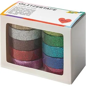 folia Glitter Tape Deko-Klebeband glänzend 15,0 mm x 5,0 m 10 Rollen