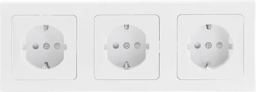 ChiliTec 22929 DELPHI Set 3 Steckdosen + 2-fach Rahmen 250V/ 16A, Steckanschluss, weiß