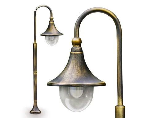 hofstein Pollerleuchte »Paraolo« Außenleuchte Stehleuchte in antikem Look, ohne Leuchtmittel, Metall Braun/Gold, Wegeleuchte 120cm, Vintage Gartenlampe,E27,IP44