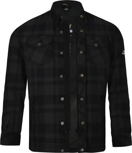 Bores Motorradjacke Lumberjack - Casual Herrenjacke in Schwarz/Dunkelgrau - Bikerjacke aus atmungsaktivem, winddichtem Material für optimalen Komfort auf der Straße. Ideal für sportliche Looks und Biker-Enthusiasten.