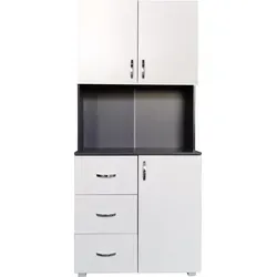 HTI-Line Küchenbuffet Blanca – Eleganter Küchenschrank in Grau Weiß - Buffetschränke mit 3 Türen, 3 Schubladen und 6 Fächern für optimalen Stauraum – ideal für jede Küche!