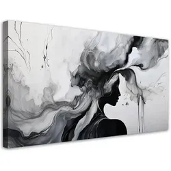 Feeby Leinwandbild, Schwarz, Textil, Abstrakt, Rechteckig, 100x50 cm, Bilder und Zubehör, Wandbilder, Leinwandbilder