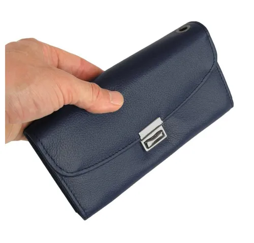 Hamosons Kellnerbörse Profi Kellnerbörse Kellnergeldbeutel, Nappa-Leder, Dunkles Rauch-Blau