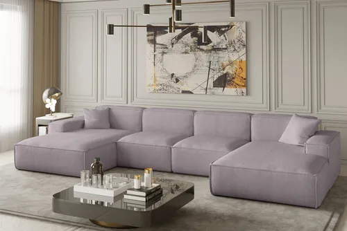 Wohnlandschaft U-Form CELES in Stoff Scala Flieder von Fun Möbel