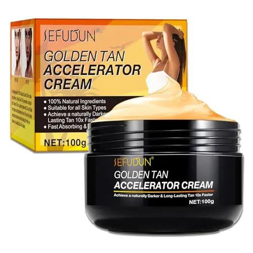 P-Beauty Bräunungsbeschleuniger Creme 100g - Tanning Cream für schnelle Bräune, intensiver Gold Glow - Sonnencreme & Solarium Bräunungscreme - gleichmäßige Bräune ohne Flecken, zieht schnell ein