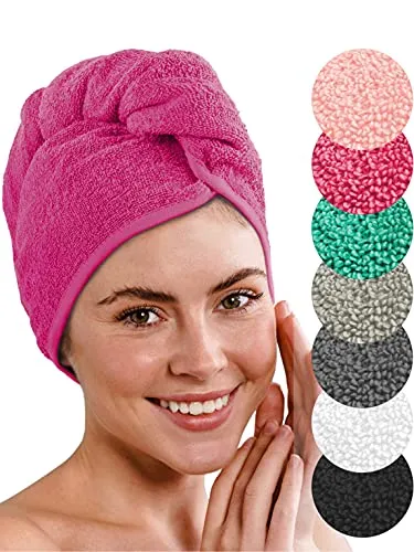 LAYNENBURG Premium Haarturban mit Knopf aus 100% Baumwolle