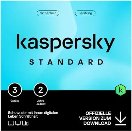 Kaspersky Standard 3 Geräte 2 Jahre - Sicherheitslösung für Windows, Mac, Android & iOS - Sicherheitsanwendung für 3 Geräte, 2 Jahre Schutz, einfache Installation und umfassende Sicherheit für alle gängigen Plattformen.
