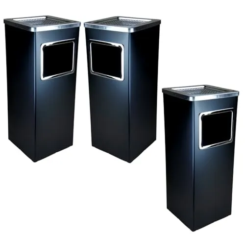 BAYLI Mülleimer 3er Set - Kombi Standaschenbecher mit Inneneimer - Mülleimer Set mit 30 Liter Kombi Standaschenbecher, ideal für Innen- und Außenbereiche. Praktischer, pflegeleichter Ascher mit herausnehmbarem Inneneimer und elegantem Design für diverse Einsatzmöglichkeiten.