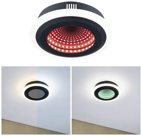Paulmann 71037 Spaceglow LED-Deckenleuchte 14W Schwarz (matt) - Einbauleuchte mit RGB 3D-Effekt, ideal für stimmungsvolle Partys und Gaming-Sessions, dimmbar für harmonische Raumbeleuchtung.