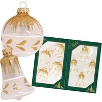 Krebs Glas Lauscha Kristall Kugeln und Glocken 7cm und 8cm von Krebs Glas Lauscha