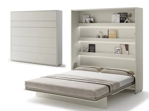 Compleo Schrankbett Vertical Wandklappbett Lenart Bed Concept - Platzsparendes Wandklappbett für kleine Räume. Mit stabilem Metallrahmen, geräuschlosem Schließmechanismus und praktischen Ablagen – ideal für optimale Raumnutzung und Komfort.