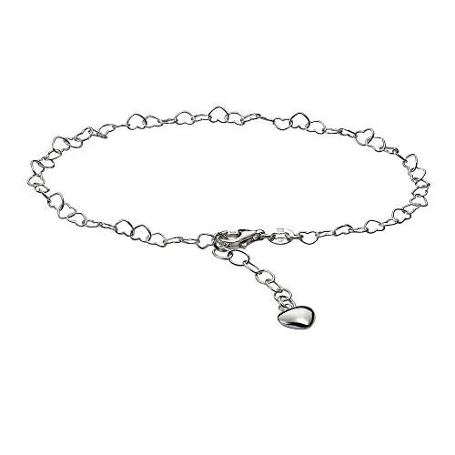 Zeeme Silber Damen Fußkette 925/- Sterling Silber - Elegante Fußkette aus 925 Sterling Silber, 23-26cm lang, mit liebevollem Herzmotiv. Ideal als Geschenk für besondere Anlässe, inklusive Etui für stilvolle Aufbewahrung.