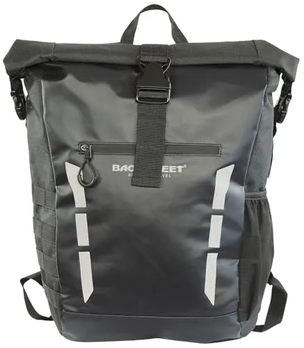 BAG STREET Kurier Rucksack - wasserdichter Daypack 16 Liter schwarz - Tagesrucksack mit Rolltop und wasserdichtem Innenmaterial, ideal für Outdoor-Aktivitäten und den Alltag, bietet ergonomischen Tragekomfort durch gepolsterte Gurte.