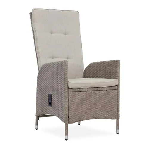 Riess-Ambiente Gartenstuhl SYLT - Verstellbarer Outdoor-Stuhl in Beige - Stuhl für den Außenbereich mit Armlehnen und neigungsverstellbarer Sitzfläche. Ideal für Balkon und Garten, pflegeleicht und stilvolles Design.