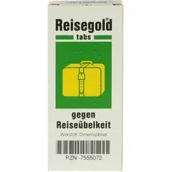 Reisegold Tabs gegen Reiseübelkeit 10 ST - Praktische Tabletten zur Unterstützung bei Reisekrankheit. Ideal für Reisen, um Unwohlsein vorzubeugen und entspannt anzukommen.