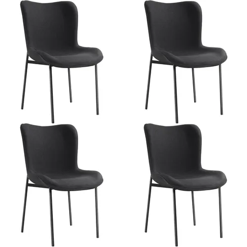 TecTake Polsterstuhl Tessa 4er Set - Webstoff schwarz - Stühle für Esszimmer und Wohnzimmer, modernes Design mit hoher Rückenschonung und stabilen Stahlbeinen für maximalen Komfort.