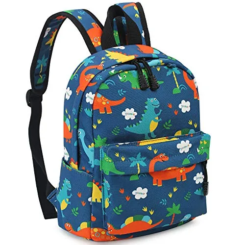Zicac Kinderrucksack Jungen Dino Kleinkind Schulrucksack Schule Tasche Dinosaurier Kindergartenrucksack Daypack Cartoon Münze Geldbörse for 3-5 Jährige,23 x 13 x 30CM (Hellblau)