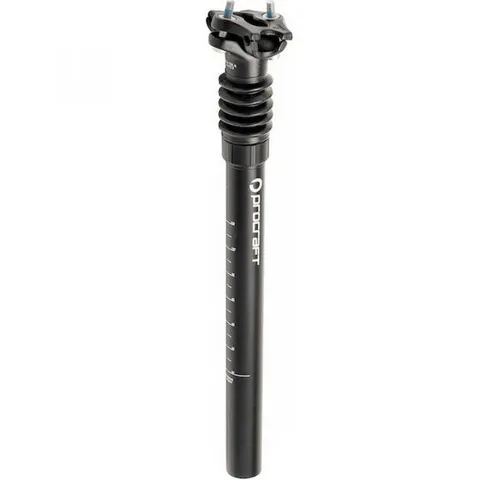 Procraft Federsattelstütze Shock II 27,2 x 350 mm Schwarz - Hochwertige Fahrradsattelstütze für optimalen Komfort beim Fahren, robustes Material und vielseitige Anwendung für verschiedene Fahrräder.