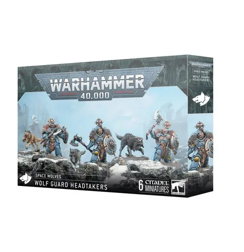 Warhammer 40.000 - Space Wolves Wolf Guard Headtakers - Tabletop Spiele, Set für 3 Wolfsgarde-Heldentöter und 3 Jagdwölfe, ideal zum individuellen Zusammenbauen und Bemalen für Warhammer 40k.