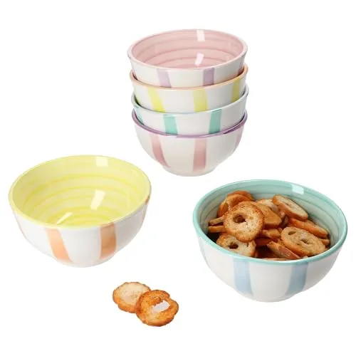 MamboCat Dipschale Beach Pastello Stripes 6er Set - 6-teiliges Snack- & Dip-Schalen Set aus robustem Steingut, ideal für gesellige Abende mit bunten Farbkombinationen und spülmaschinengeeignet.