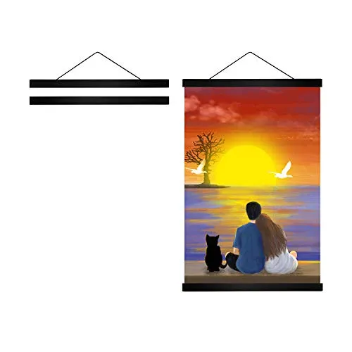 Radezon A4 Posterleiste Posterschiene Posterleisten 21CM, Magnet Magnetische Holz Poster Aufhänger Halter Rahmen Leisten Bilder Bild Bilderleiste Bilderrahmen (21cm, Schwarz)