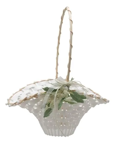 ZauberDeko Blumenkörbchen Streukörbchen Trockenblumen Weiß Hochzeit Blumenkind 25 x 19 x 32 LEA