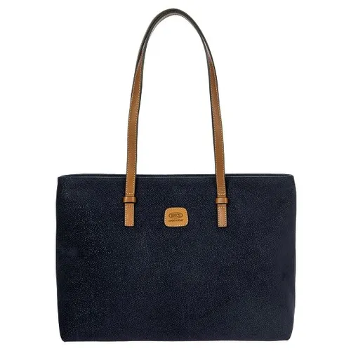 Bric's Life Shopping Vittoria Blue - Damen-Shopper mit genialer Fächerausstattung, weich im Griff und ideal zum Verstauen Ihrer Essentials, Maße: 36 x 26 x 8 cm.