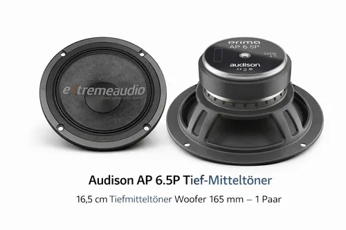 Audison AP 6.5P – 165-mm-Woofer für dynamische Basswiedergabe - Car-HiFi-Lautsprecher mit 330W Spitzenleistung, ideal für die OEM-Integration in Fahrzeugen. Kompakte Bauweise für einfache Installation und beeindruckende Klangqualität.