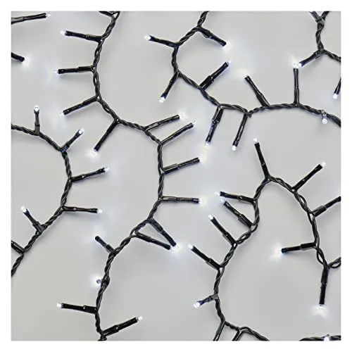 EMOS LED-Lichterkette kaltweiß für Innen und Außen, 6m lange Cluster Weihnachtslichterkette IP44 mit 300 LEDs + 5m Zuleitung und Netzteil, 6 Stunden Timer Funktion, für Party, Weihnachten, Deko