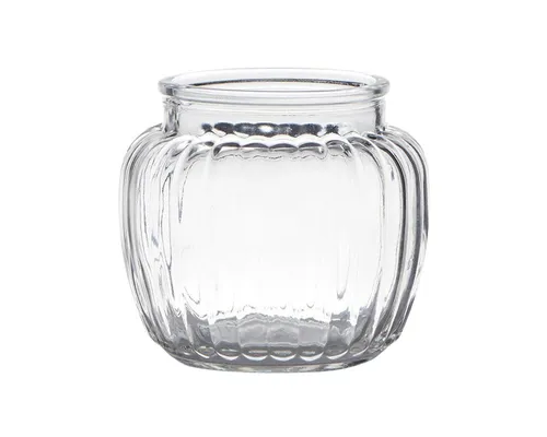 matches21 HOME & HOBBY Dekovase Glasvase Blumenvase bauchig Rillen transparent Ø 10,5x11,5 cm (1 St)