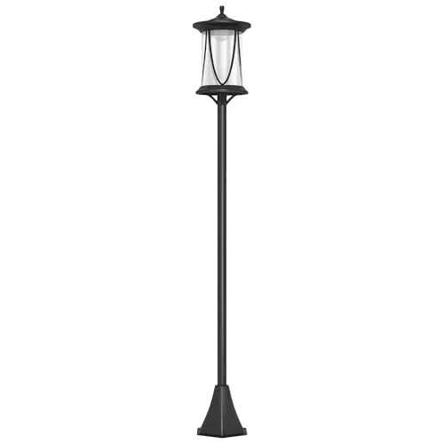 Outsunny Solar-Gartenlaterne - 17x17x127 cm - Schwarz - Lampen: Wetterfeste Solarleuchte mit bis zu 6 Stunden Licht, vollautomatischer Betrieb und einfacher Installation – ideal für stimmungsvolle Abende im Garten!