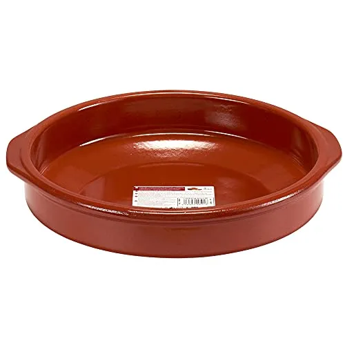 Auflaufformen aus Ton in ovaler und runder Form - Kasserolle - ofenfest und hitzebeständig - Tonschalen - Cazuelas (2 x (Ø 30 cm))