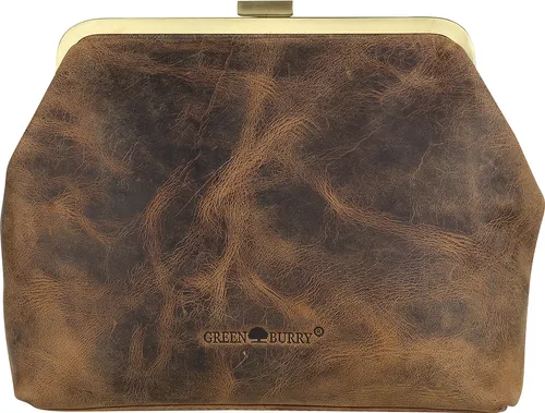 Greenburry Vintage Clappy Umhängetasche aus Leder - Damentaschen mit 1 Hauptfach, stilvolles Design aus hochwertigem Leder und praktischem Reißverschlussfach für mehr Sicherheit.