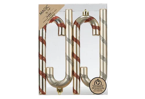 MAGIC by Inge Christbaumschmuck, Christbaumschmuck Zuckerstangen 14cm Kunststoff 4er Set - Creamy Gold