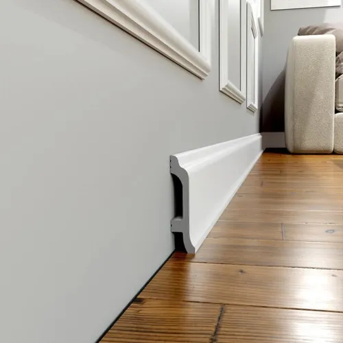 Sockelleiste Weiß 8,2 x 2,6 cm LCL-13 Fußleiste Modern Wasserfest 1 Meter lang