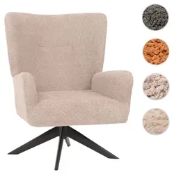 Lounge-Sessel HWC-N65, drehbarer Cocktailsessel in taupe - Sessel mit 15 cm dicker Polsterung für ultimativen Komfort, um 360° drehbar und im modernen Chenille-Stil – ideal für entspannte Stunden in jedem Wohnbereich.