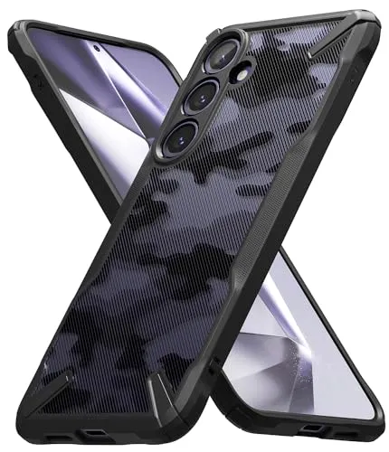 Ringke Fusion-X Case Kompatibel mit Samsung Galaxy S24 Hülle, [Robuster Schutz] Tarnmuster Design Robust Bumper Stoßfest Kratzfest Fortschrittliche Schutz Bumper Handyhülle - Camo Black