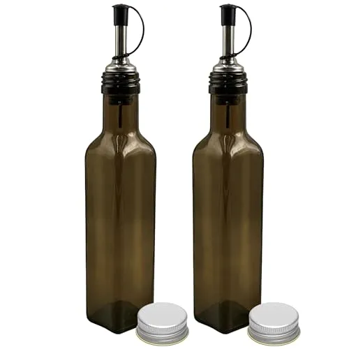 Devitre 2 Ölflaschen 250 ml mit Ausgiesser Ölspender Essig und Öl Set Glas