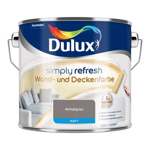 Dulux Simply Refresh Wand- und Deckenfarbe - Achatgrau - 2,5 Liter - Erfrischende, langlebige Innenfarbe für ein schönes Zuhause