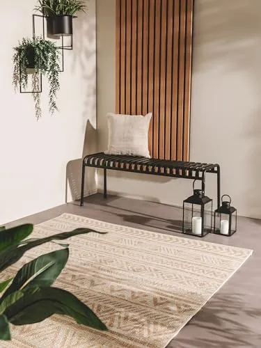benuta Nest Teppich Cleo - Creme/Beige 80x150 cm - Pflegeleichter Outdoor-Teppich im Boho-Style - Der benuta Nest Teppich Cleo vereint stilvolles Design mit Funktionalität. Ideal für drinnen und draußen, pflegeleicht und wetterbeständig - perfekt für jeden Raum!