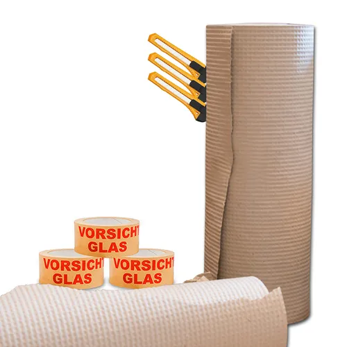 Polsterpapier 130 g/m² Noppenpapier 50 cm x 70 m 3x Cutter & 3x 