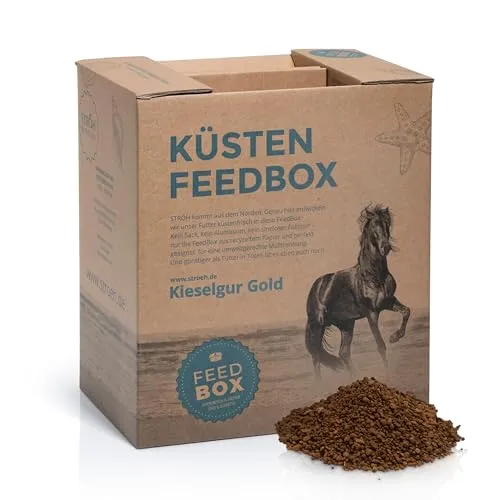 STRÖH Kieselgur Gold Pferd (13kg Feedbox) • Zur Unterstützung von Stoffwechsel & Fellwachstum • Mineralfutter für Pferde