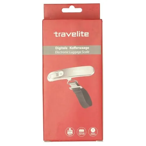 Travelite Digitale Kofferwaage Alu 15 cm (silver) - Kofferwaagen, elegante digitale Waage in Silber für präzise Gewichtsmessungen, ideal um Gepäckgrenzen der Airlines einzuhalten und Zusatzkosten zu vermeiden.