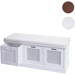 Sitzbank HWC-J49 mit Staufächern - Moderne Garderobenbank mit 3 herausnehmbaren Aufbewahrungsboxen, ideal für Ordnung in jedem Raum. Maße: 47x110x40 cm, Sitz für 2 Personen.