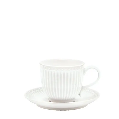 Greengate Tasse mit Untertasse Alice Weiß