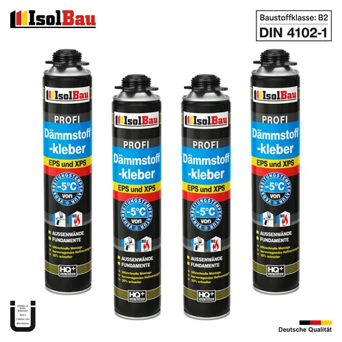 Dämmstoffkleber B2 PU-Klebeschaum Dämmplatten 4 x 750ml Perimeterkleber EPS XPS