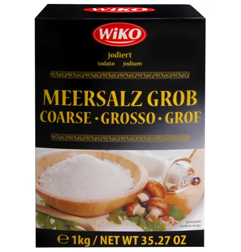 WIKO Meersalz jodiert grob 1kg - Hochwertiges Salz aus Italien - Einzeln, ideal für die gesunde Ernährung, reich an Jod und perfekt für die Verfeinerung Ihrer Gerichte.